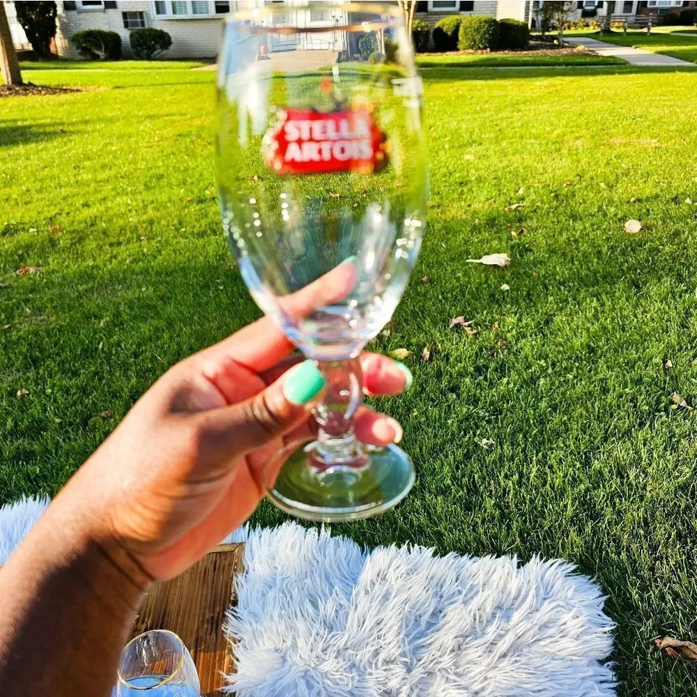 Set Of 3 Gold Rim 33cl Stella Artois Beer Chalice Glasses.